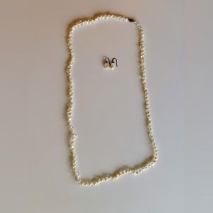Coldwater Creek White Gem of Pearl Necklace and Earrings Set.